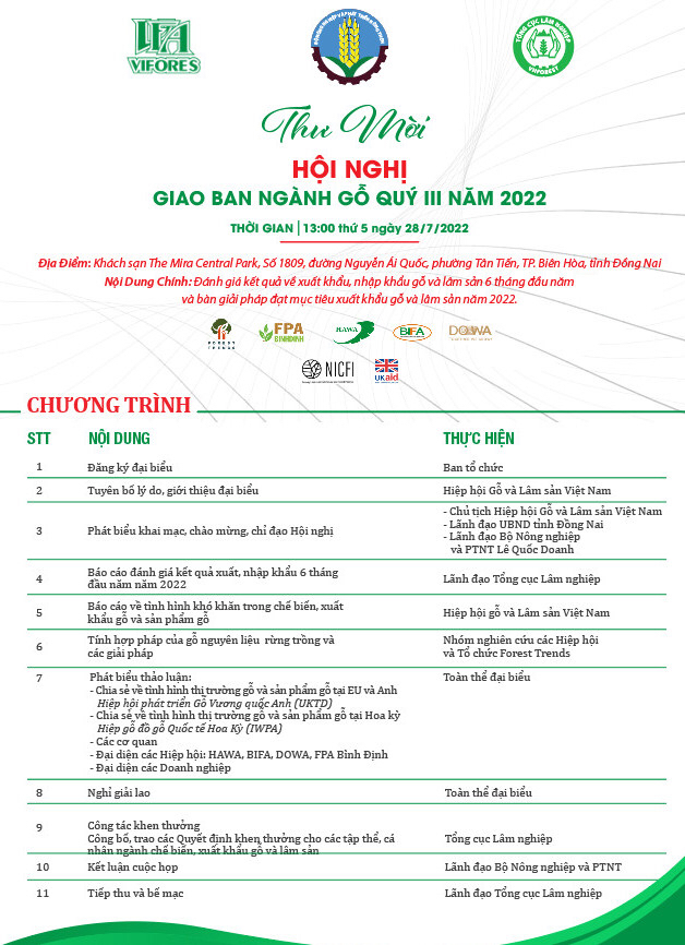 Hội nghị giao ban ngành gỗ Quý III năm 2022 1 2807 Chuong trinh